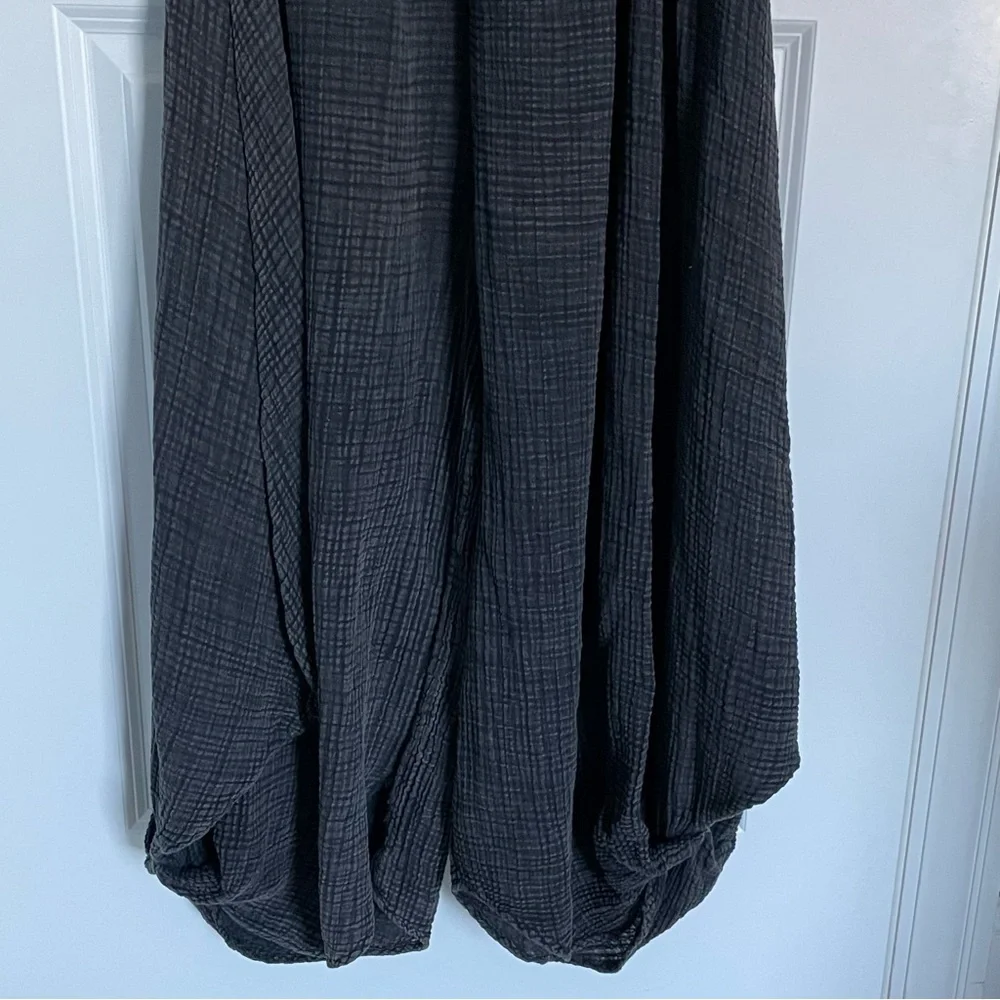 Anthropologie Black Waffle Knit Linen Beach Strapless Harem Jumpsuit - 35353 - Picture 7 of 16